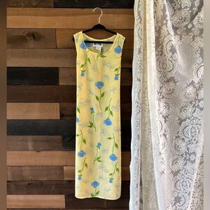 Vintage 90s Speechless Girls Dragon Fly & Floral Sleeveless MIDI Dress Girls 8